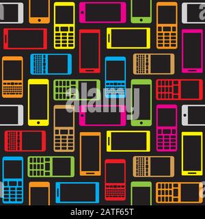 Seamless Smartphone Cellphone Mobile Device Background Stock Vector