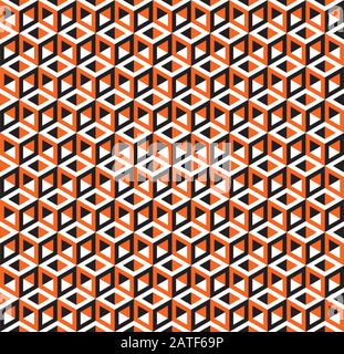 Seamless Abstract Geometric Cubes Optical Illusion Pattern. Stock Vector