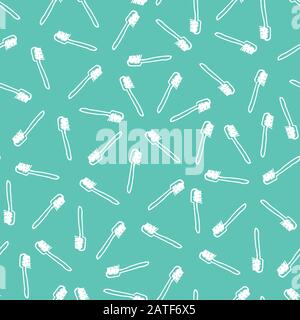 Vector green toothbrush simple monochrome repeat pattern. Perfect for fabric, scrapbooking and wallpaper projects. Stock Vector