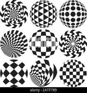 Collection of Optical Art designs for logos, backgrounds and other applications. Stock Vector