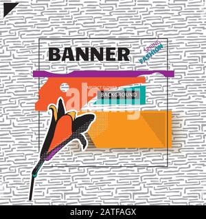 Square abstract fashion banner with lily in pop art style Stock Vector