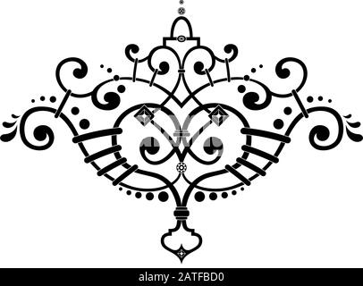 Elegant pattern in oriental style. Isolated in white background. Drawing for tattoo, posters, decoration and print. Vector illustration Stock Vector