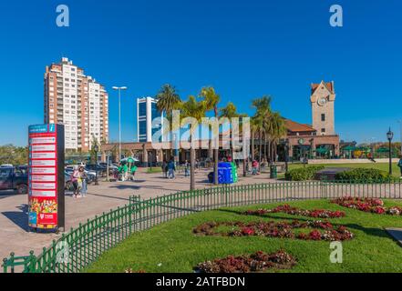 Square in front of Tigre Railway Station, Tigre, La Plata Delta, Buenos Aires, Argentina, Latin America Stock Photo