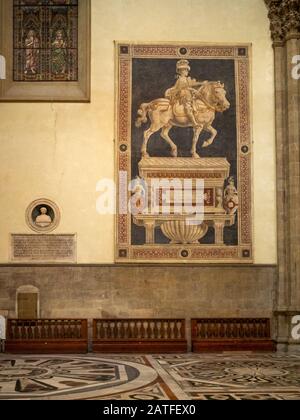 Equestrian Monument of Niccolò da Tolentino, fresco by Andrea del Castagno, Florence Duomo Stock Photo