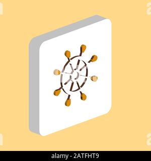 Ship Rudder Simple vector icon. Illustration symbol design template for web mobile UI element. Perfect color isometric pictogram on 3d white square. S Stock Vector