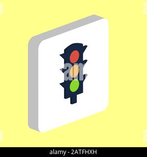 Traffic Lights Simple vector icon. Illustration symbol design template for web mobile UI element. Perfect color isometric pictogram on 3d white square Stock Vector