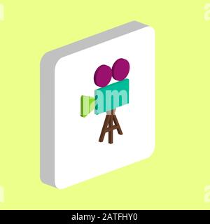 Film Camcorder Simple vector icon. Illustration symbol design template for web mobile UI element. Perfect color isometric pictogram on 3d white square Stock Vector
