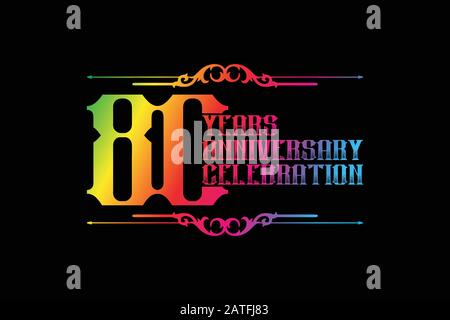 80th years anniversary logo template, vector design birthday celebration Stock Vector