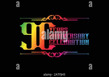 90th years anniversary logo template, vector design birthday celebration Stock Vector