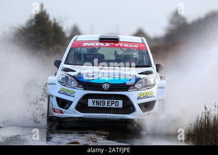 Galway, Galway, Ireland. 2nd Feb, 2020. Irish Tarmac Rally Championship, Galway International Rally; Eugene Donnelly and Charlie McEnery (Proton lriz R5) in action during the Galway Rally Credit: Action Plus Sports/Alamy Live News Stock Photo