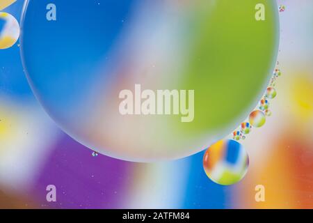 mixing water and oil backgroud, macro abstraction Stock Photo