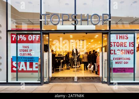 Windsor, UK - February 2 2020: The Topshop store in Windsor is having a closing down sale as the store is to close. Stock Photo