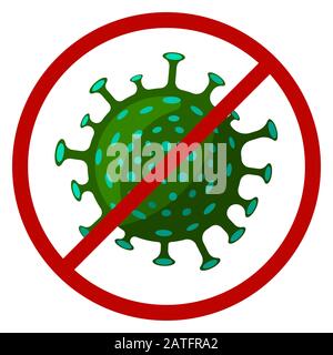 coronavirus crossed out by a stop sign. Vector cartoon flat illustration. Stock Vector