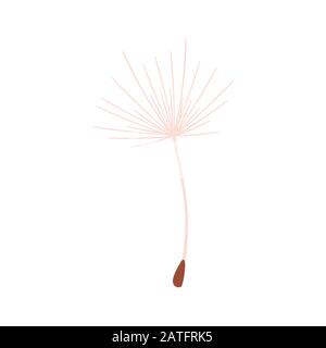 Dandelion seed floral element flat vector illustration isolated on white background Stock Vector