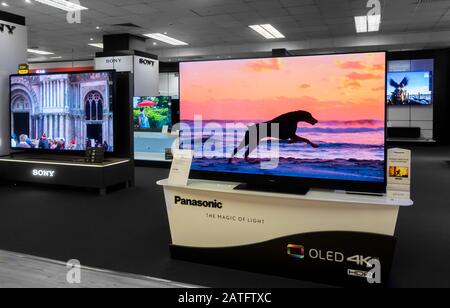 Panasonic 4k television/tv. Stock Photo