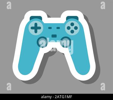 Gamepad icon that symbolizes videogames. All the objects, shadows and background are in different layers. Stock Vector