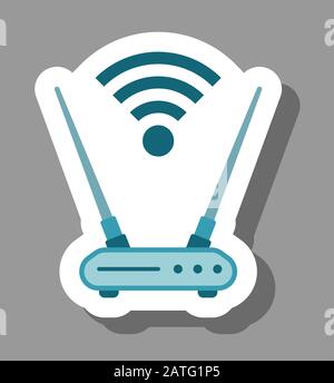 Modem icon that symbolizes wireless connection. All the objects, shadows and background are in different layers. Stock Vector