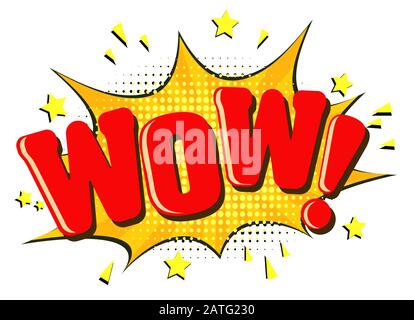 WOW! Comic book, cartoon explosion with caption, speech bubble for your design. Stock Vector