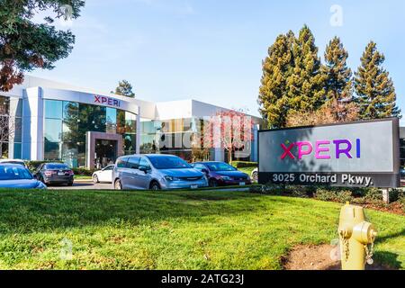 Jan 31, 2020 San Jose / CA / USA - Xperi headquarters in Silicon Valley; Xperi Corporation, an American company that operates in the electronics indus Stock Photo