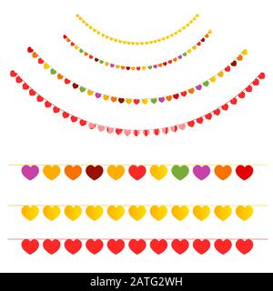 Set of garlands for Valentine's Day or wedding design Stock Vector