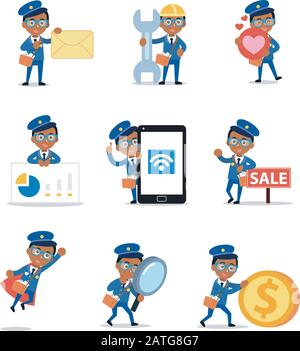 Post office male worker flat color vector illustration Stock Vector ...