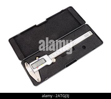 Digital vernier scale measuring caliper isolated on a white background Stock Photo