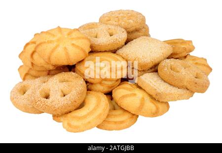 Assortment of Danish butter biscuits isolated on a white background Stock Photo