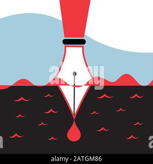 The color of the vector graphic poster with a pen. Template for writers or web pages. Stock Vector
