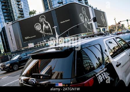 Los Angeles, United States. 02nd Feb, 2020. A view of Signs near the Staples Center.Kobe and his daughter Gianna were among the nine people who died in a helicopter crash. Credit: SOPA Images Limited/Alamy Live News Stock Photo