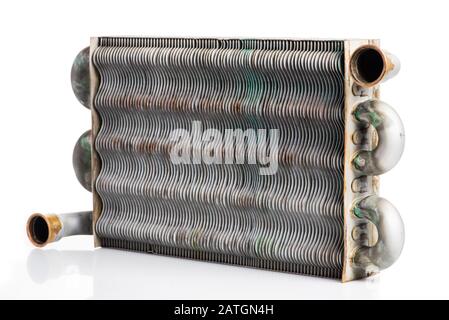 Old Heat Exchanger Isolated on White Background Stock Photo