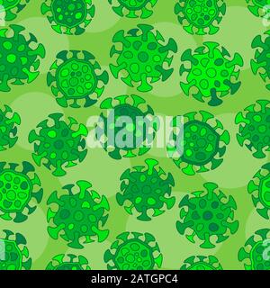 A lot of bright glowy biology cells, bacterias and virus seamless pattern Stock Vector