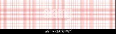 Checked pattern vector background in pink and white. Geometric plaid border seamless design. For Stock Vector