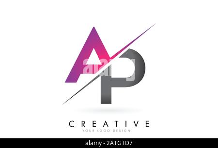 AP A P Letter Logo with Colorblock Design and Creative Cut. Creative logo design. Stock Vector