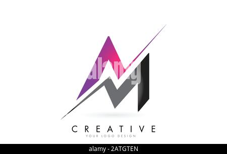AM A M Letter Logo with Colorblock Design and Creative Cut. Creative logo design. Stock Vector