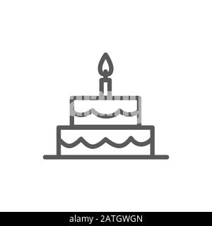 Cake line icon on white background Stock Vector