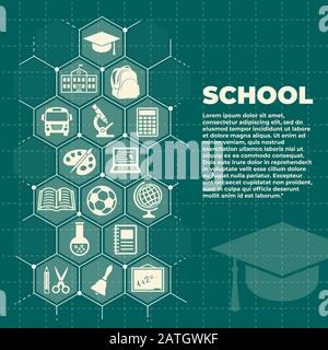 School background with icons and signs Stock Vector