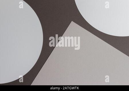 Abstract colored paper texture background. Minimal geometric shapes and lines in brown and gray colours Stock Photo