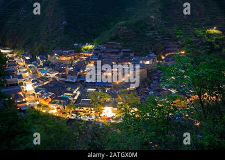 China's village in the evening Stock Photo