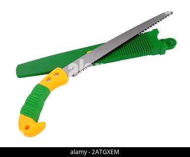 Pruning handsaw isolated on a white background Stock Photo