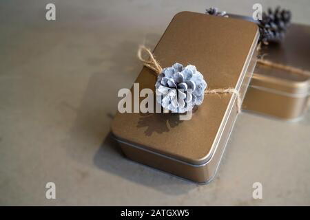 Metal surprise gift box case, stock photo Stock Photo
