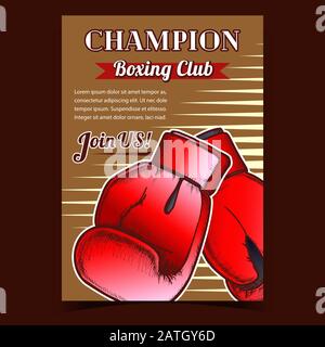 Champion Boxing Club Advertising Banner Vector Stock Vector