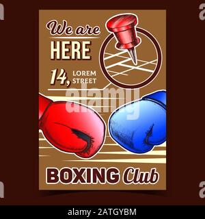 Boxing Club Map Location Advertising Poster Vector Stock Vector