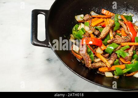 Chopped steak or Bistec Picao and patacones or tostones are fried green plantain slices, made with green plantains, Tipical Panamá food, Panamá, Centr Stock Photo