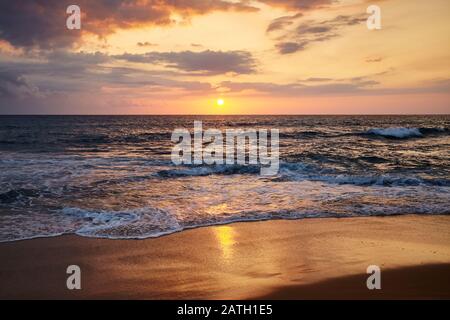 Golden sunset over the sea. Stock Photo
