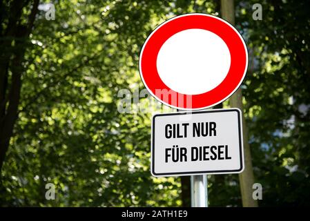 A sign prohibiting diesel vehicles Stock Photo