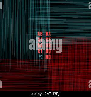 Abstract grunge pattern blue and red scratch lines on black background and texture. Vector illustration Stock Vector