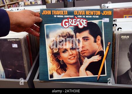 LP Album of Grease: The Original Soundtrack from the Motion Picture Stock Photo