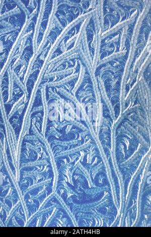 Natural ice crystal formation on window Stock Photo