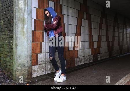 PICTURE POSED BY MODEL of a teenage girl showing signs of mental health issues. PA Photo. Picture date: Sunday February 2, 2020. Photo credit should read: Gareth Fuller/PA Wire