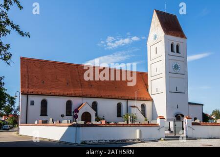 Municipal Germering, District Fürstenfeldbruck, Upper Bavaria, Germany: Church, Kirche St. Jakob Stock Photo